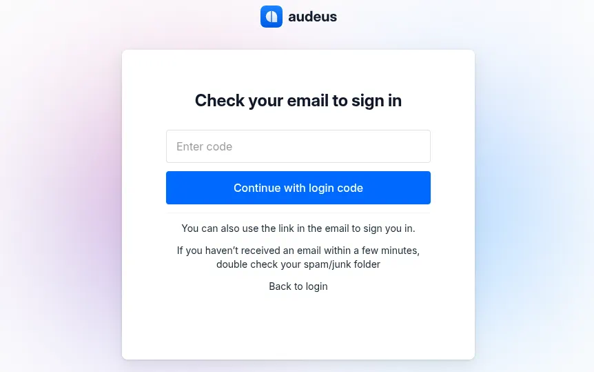 Verification screen to enter 6-digit confirmation code