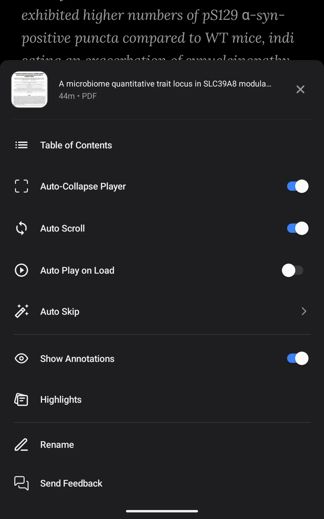 The mobile reader interface highlighting the floating target reticle sync button in the lower corner of the screen